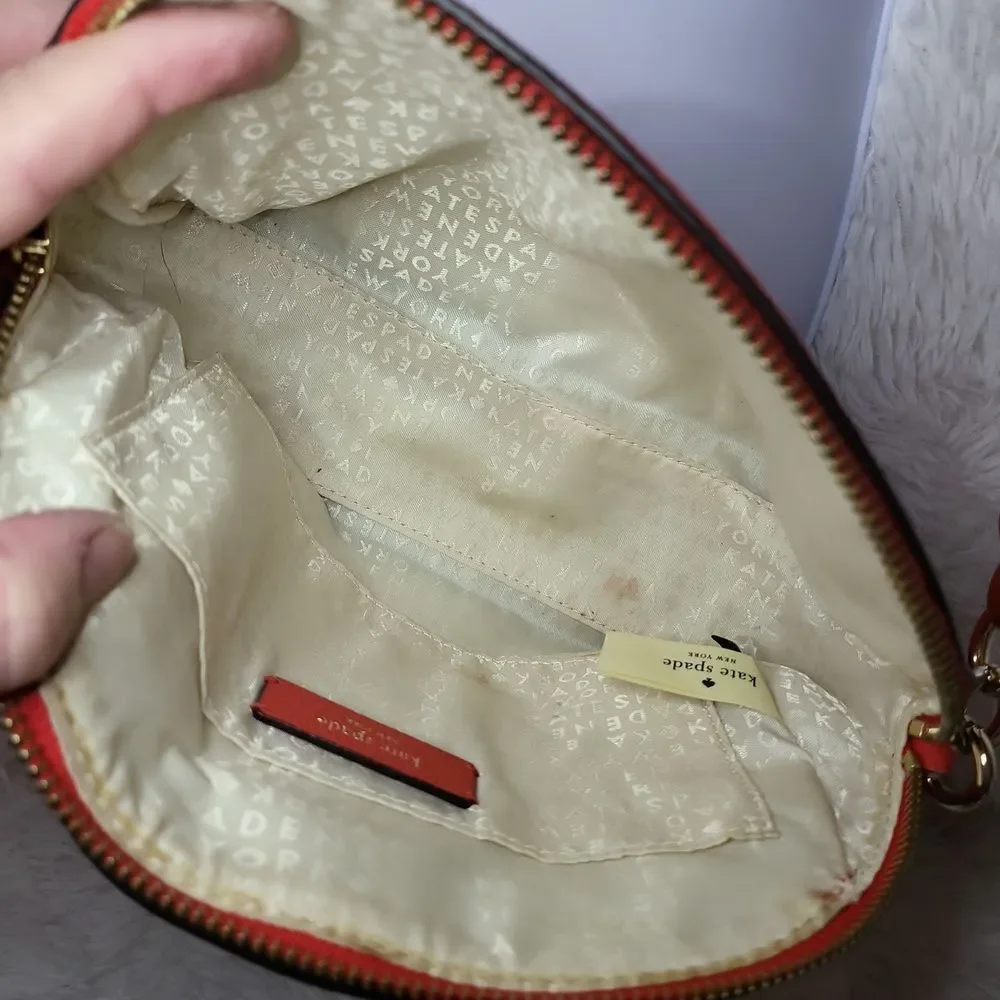 Kate spade real leather orange crossbody purse gently preloved,